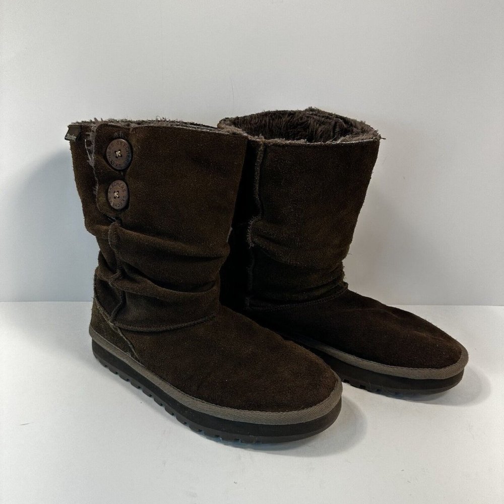 Skechers Boots Womens Size 8 Brown Leather Pull On Everyday Boot